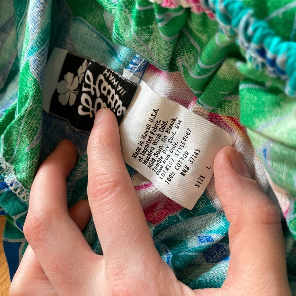 Hilo Hattie Blue & Green Tropical Floral Maxi Dress with Pink Flowers - Picture 7 of 8